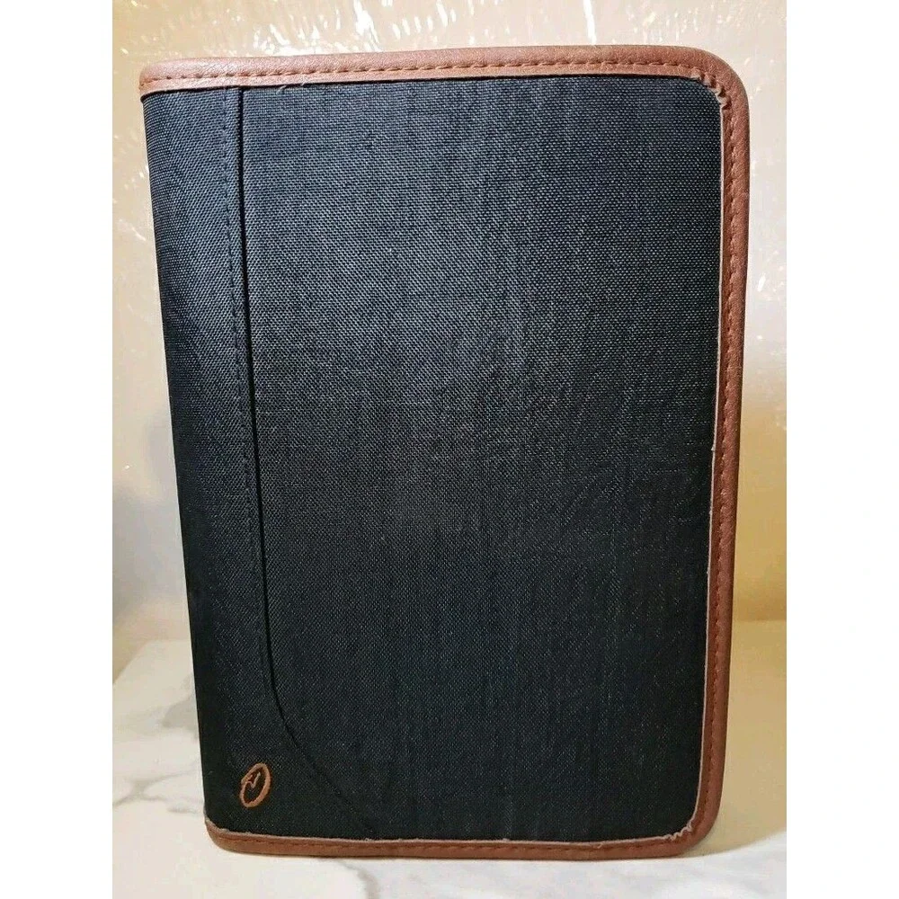 Vintage At A Glance  Black Cloth  Zip Closure Planner Binder 8.5”x6”